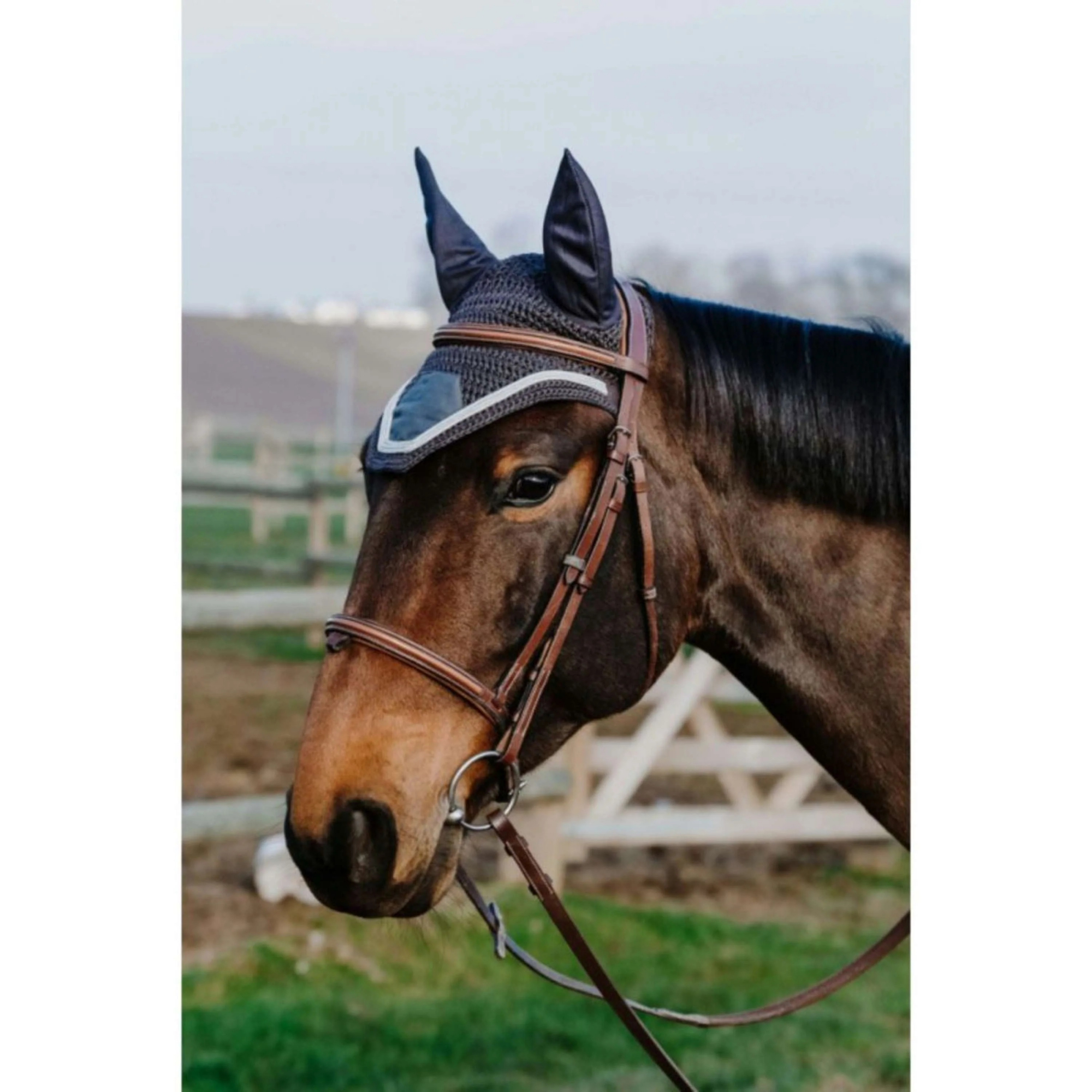 Equithème Badge Fliegenhaube grau Pferd