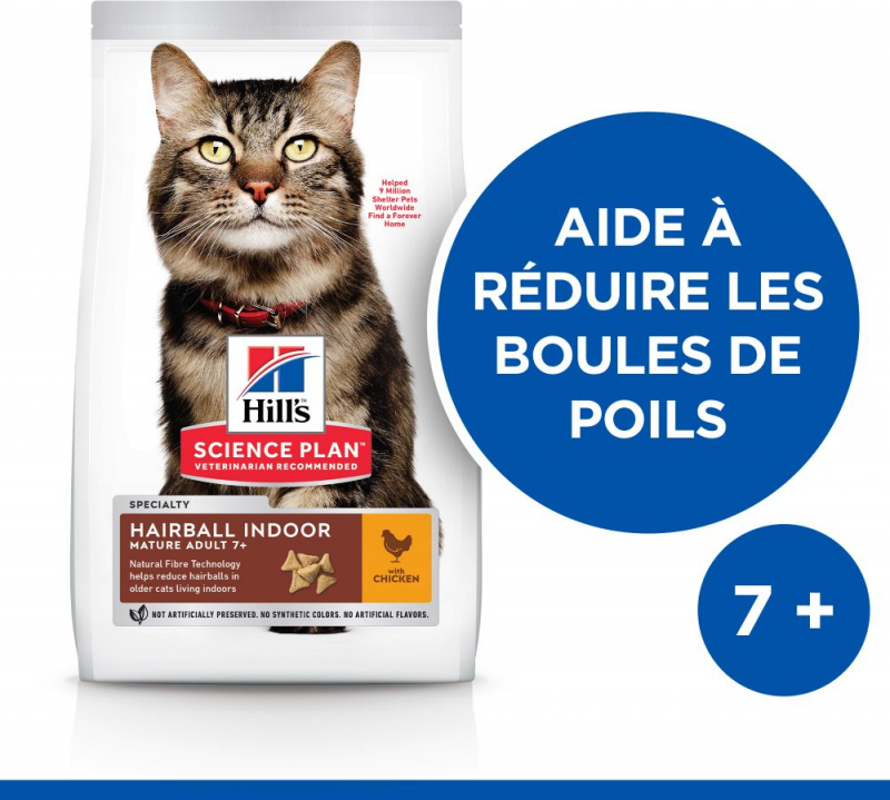 HILL'S Science Plan Mature Adult 7+ Hairball Indoor pour chat senior d'intérieur