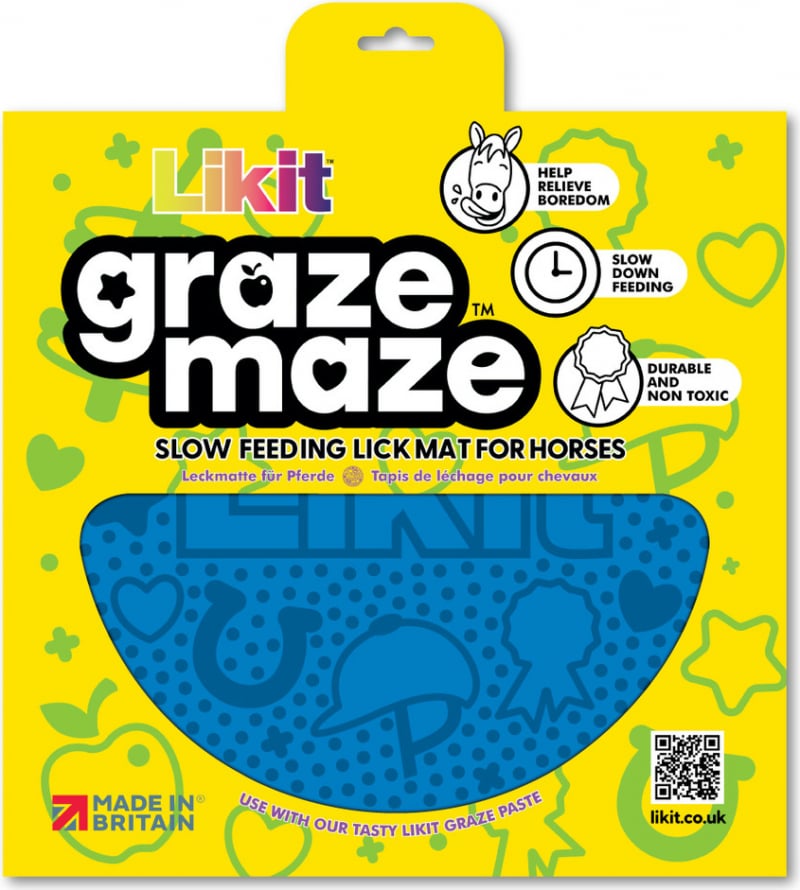 LIKIT Tapis à lécher bleu Graze Maze pour équidé