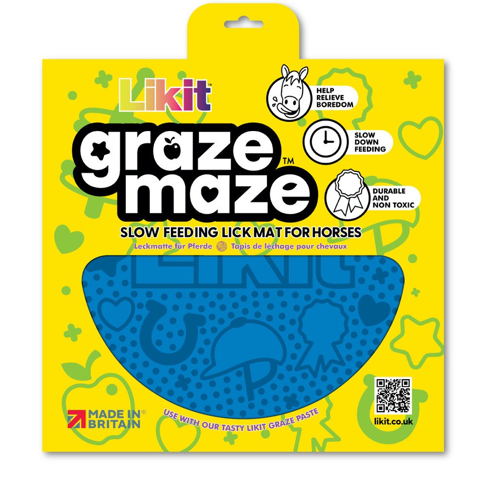 LIKIT Tapis à lécher bleu Graze Maze pour équidé