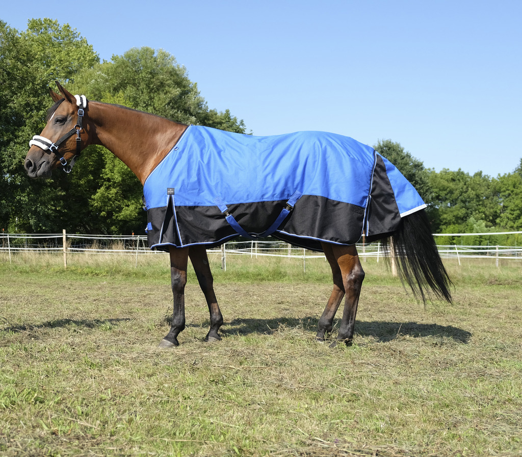 EQUITHEME Cobertura impermeable 1200D Aisance 150g - azul / negro