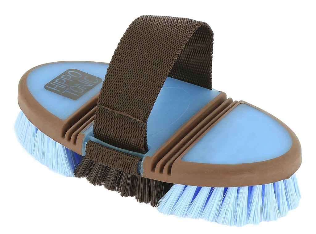 HIPPOTONIC Bürste aus Nylon Flex Farben Himmelblau und Schokolade für Pferde