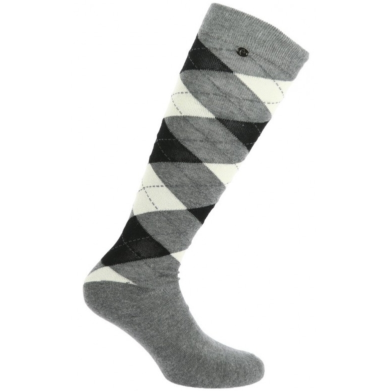 EQUITHEME Chaussettes Argyle gris / écru 35-38