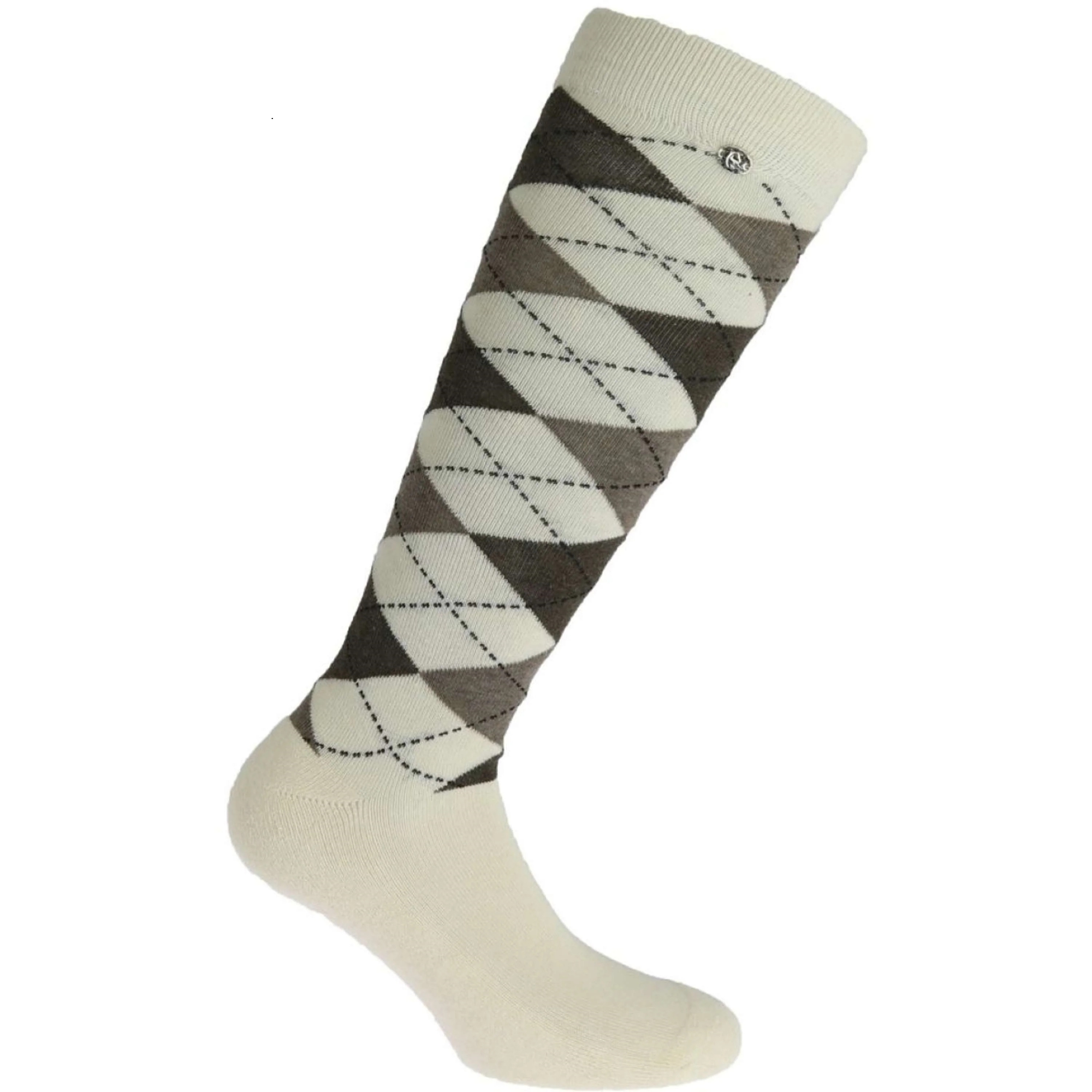 EQUITHEME Chaussettes Argyle écru / taupe 35-38