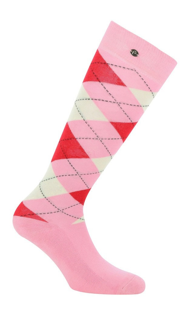 EQUITHEME Chaussettes Argyle bordeaux / rose 35-38