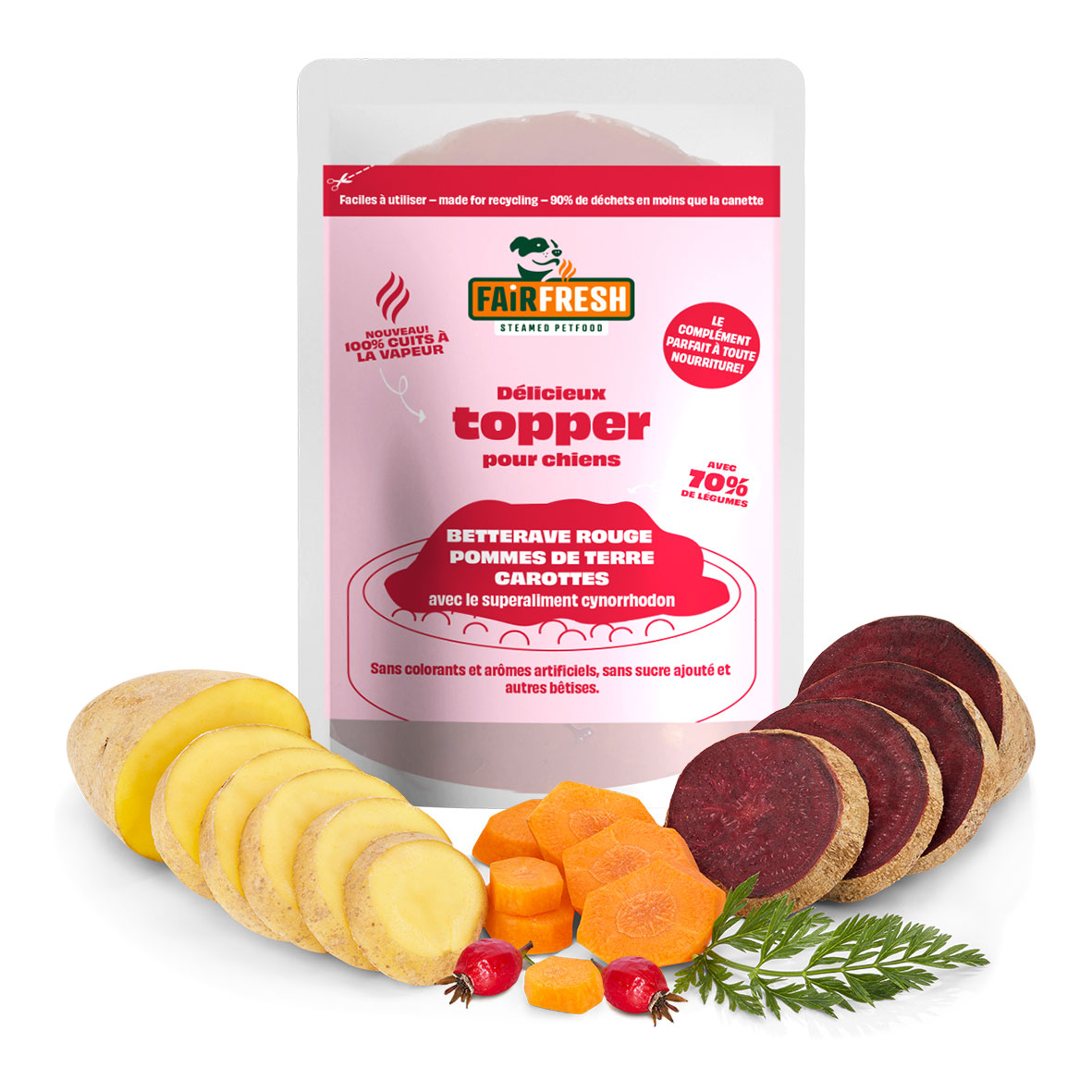 FAIR & FRESH Topper Betterave rouge, pomme de terre, carotte pour chien