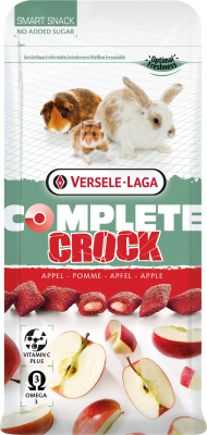 Una bolsa de snacks Versele Laga Complete Crock de manzana para roedores
