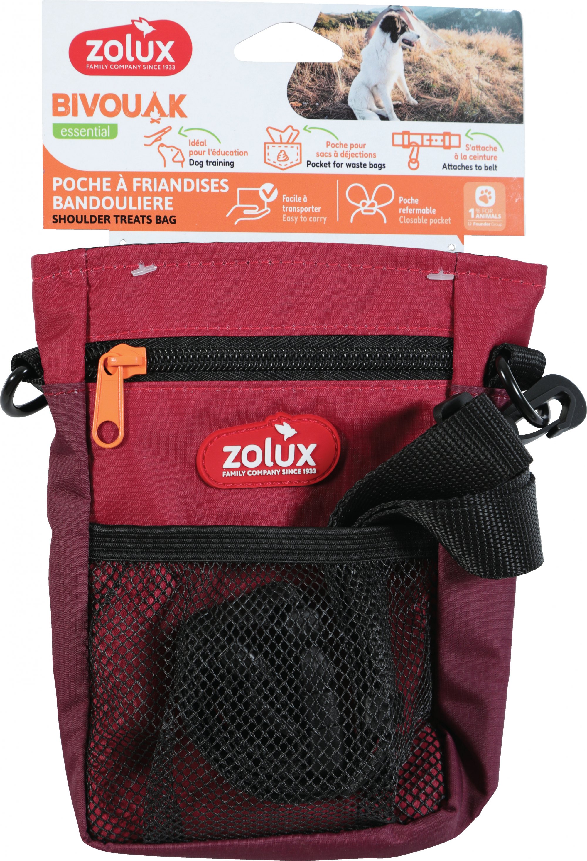 Sac 2 en 1 pour friandises et sacs à déjection avec bandoulière Zolux bivouak - 2 coloris disponibles