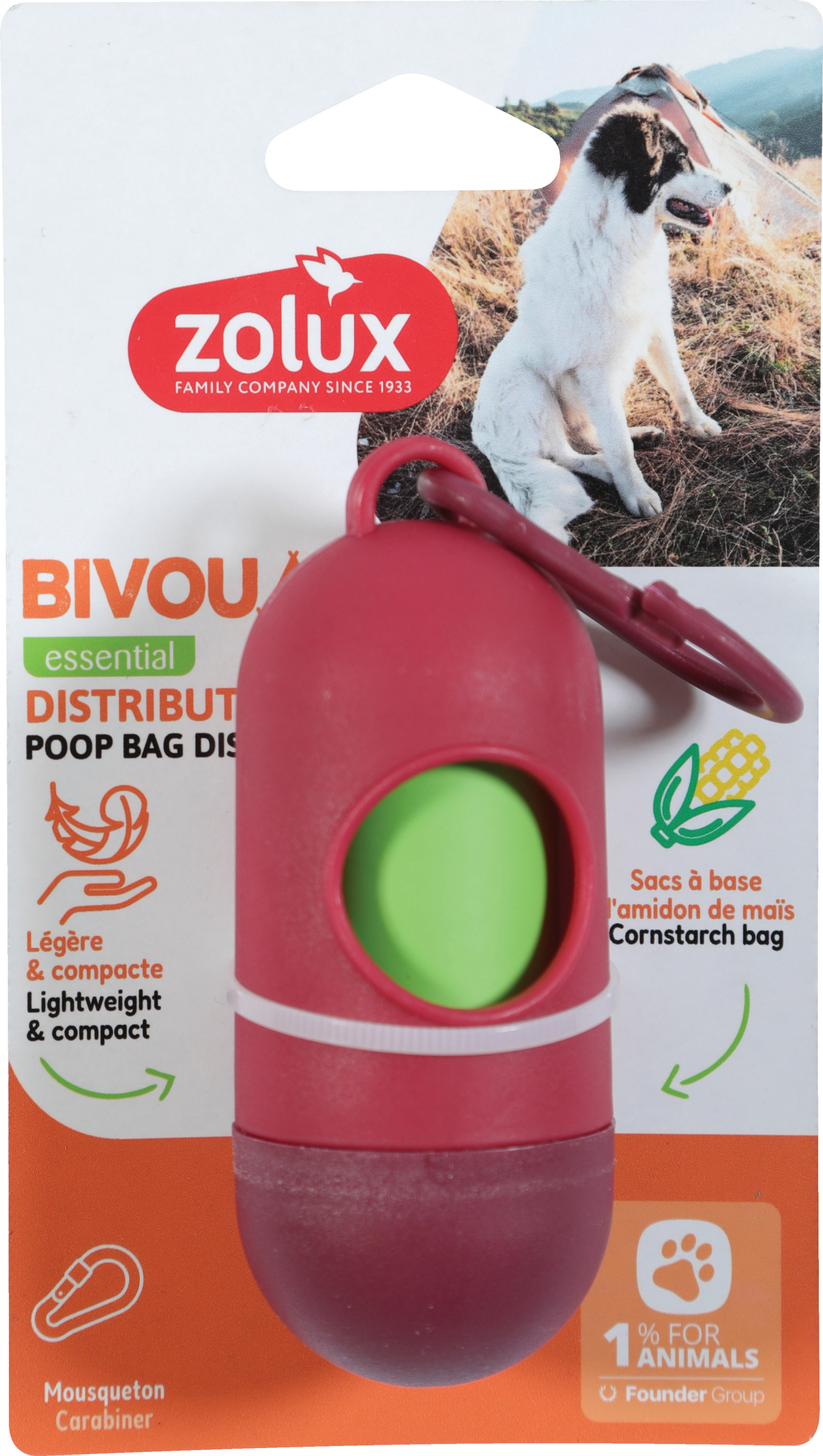 Distributeur sacs à crottes Zolux Bivouak - 2 coloris disponibles