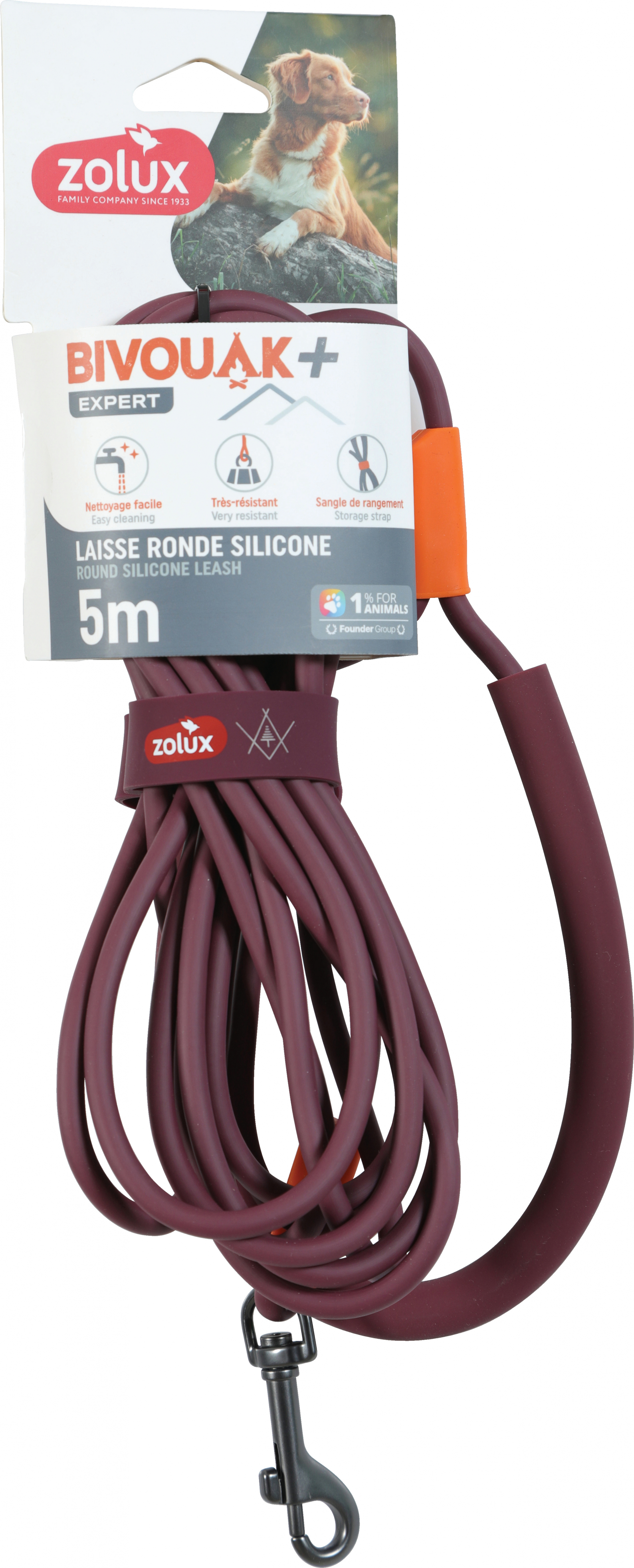 Longe ronde Rouge en silicone Zolux Bivouak - 3 tailles disponibles