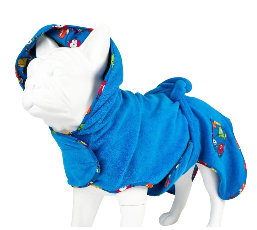 Peignoir de bain pour chien en microfibre Little Monster - 3 tailles disponibles