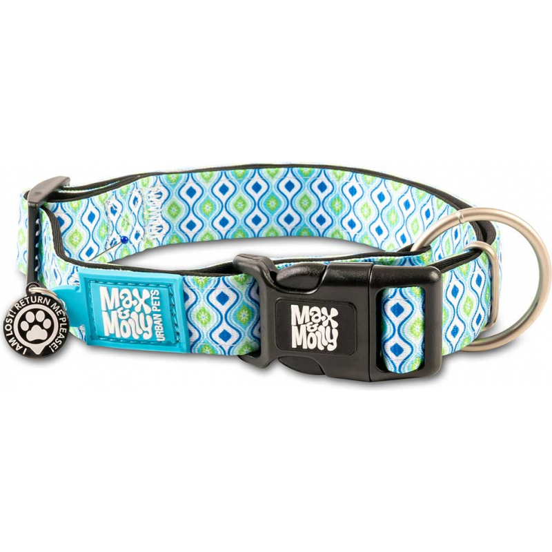 Max & Molly Halsband für Hunde mit intelligenter Identifikationsmarke - Retro Blau