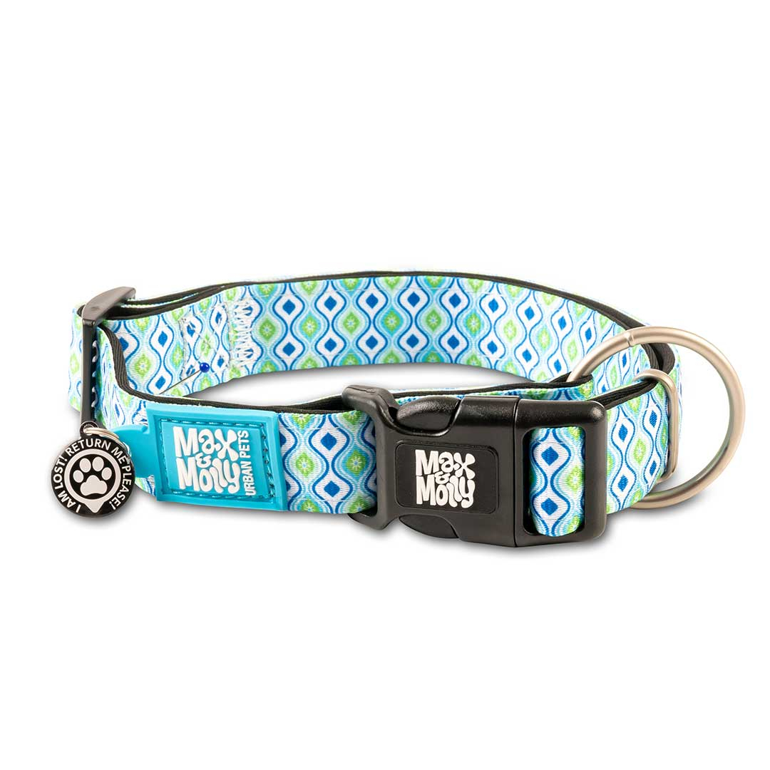 Max & Molly Halsband für Hunde mit intelligenter Identifikationsmarke - Retro Blau