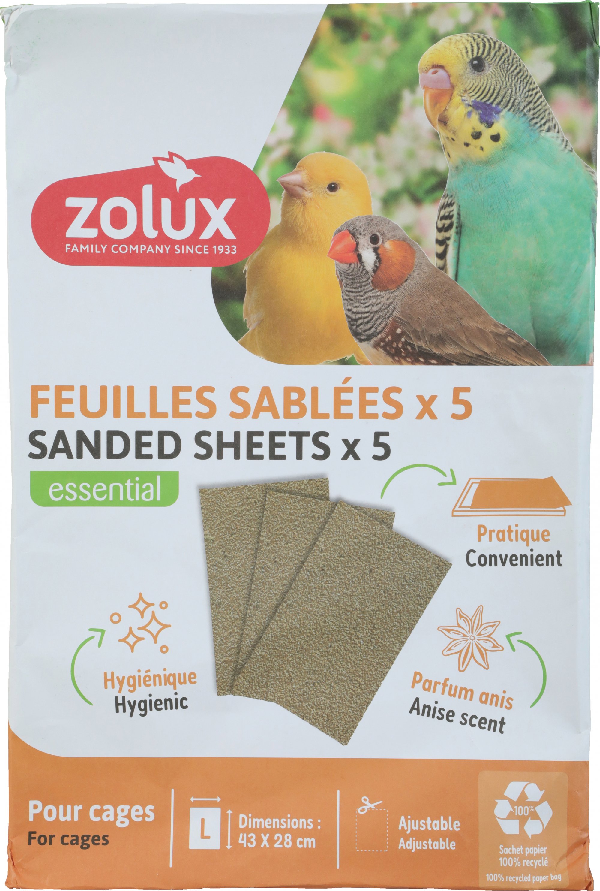 Set Bogen-Sandpapier für Vogelkäfige - 3 verfügbare Größen