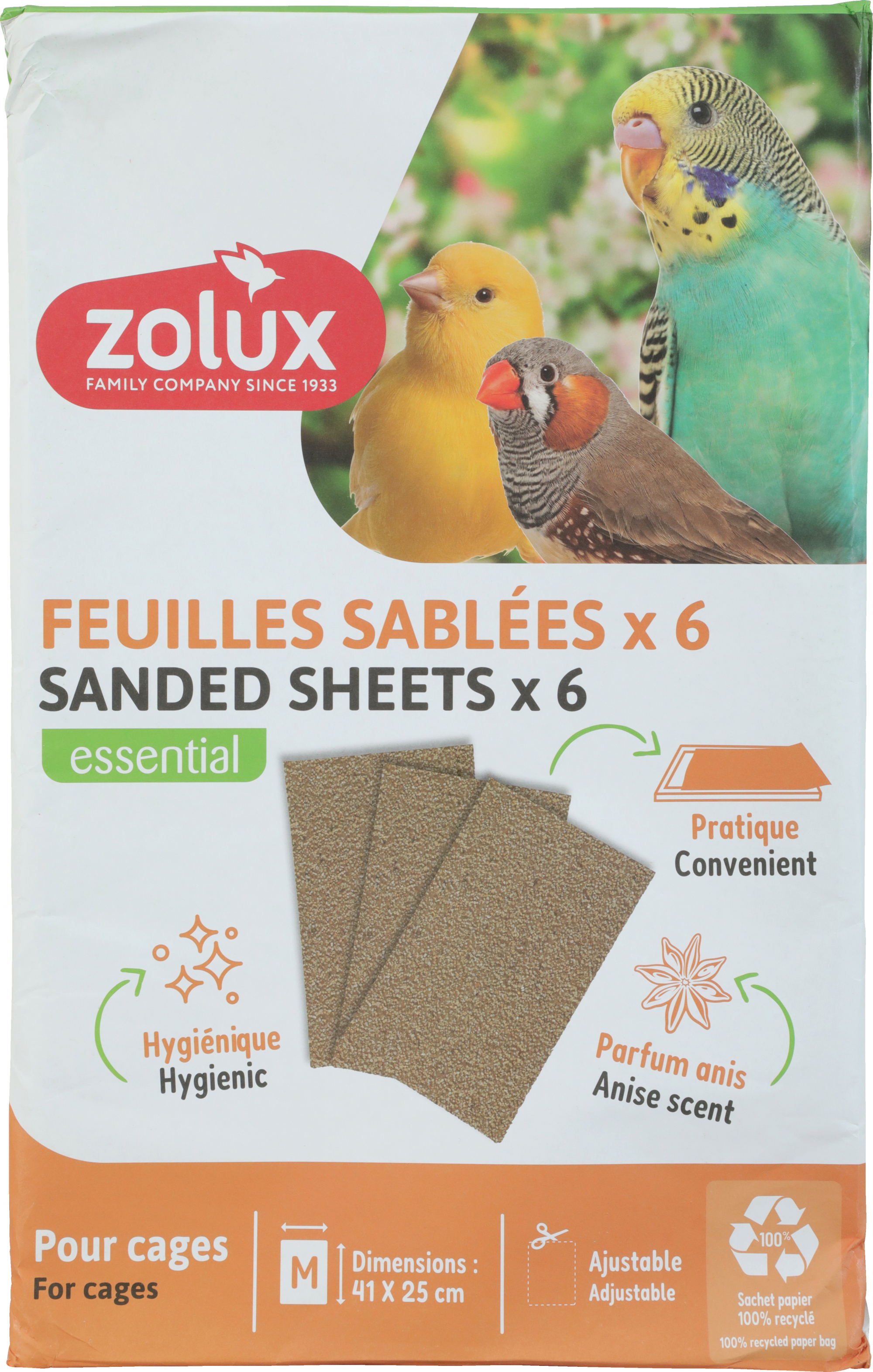 Set Bogen-Sandpapier für Vogelkäfige - 3 verfügbare Größen