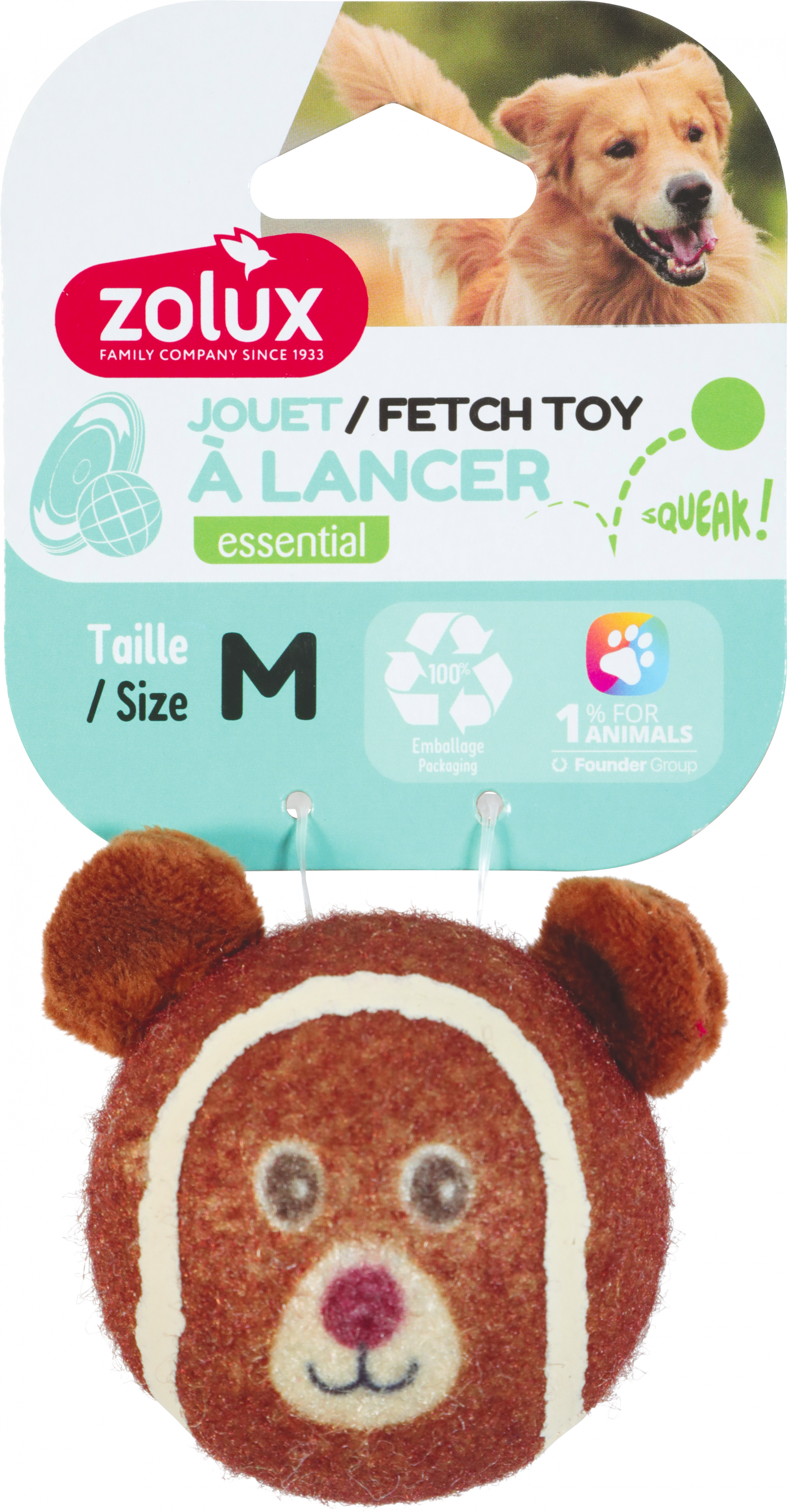 Edition - Balle de tennis sonore pour chien - Ourson - 3 tailles disponibles