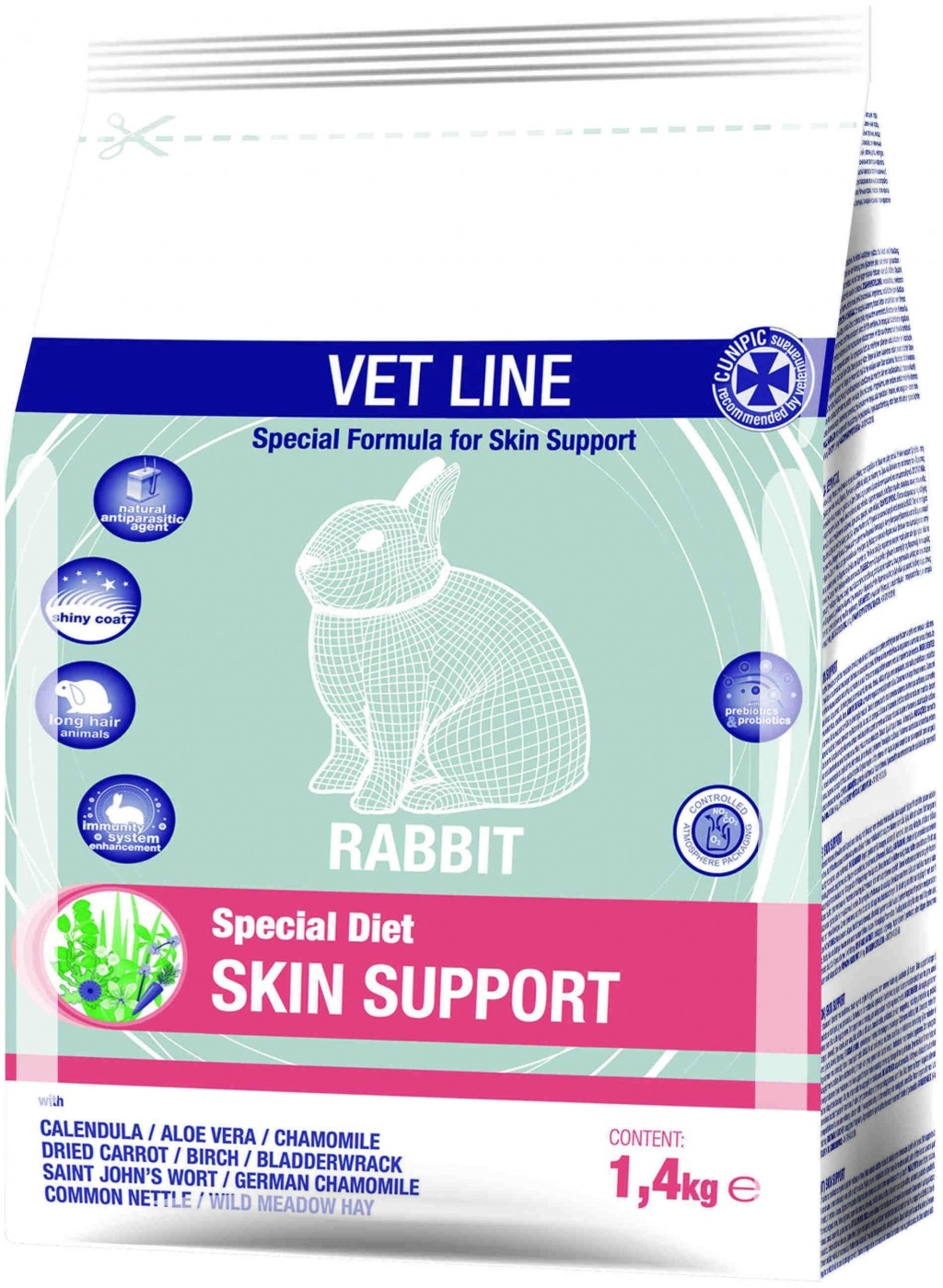 
Cunipic Vetline Skin Support Fórmula para proteção da pele para coelho
