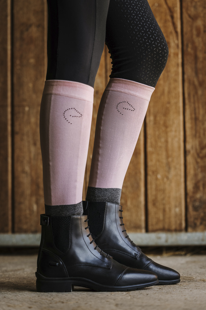 EQUITHEME Chaussettes je t'aime compet rose et anthracite