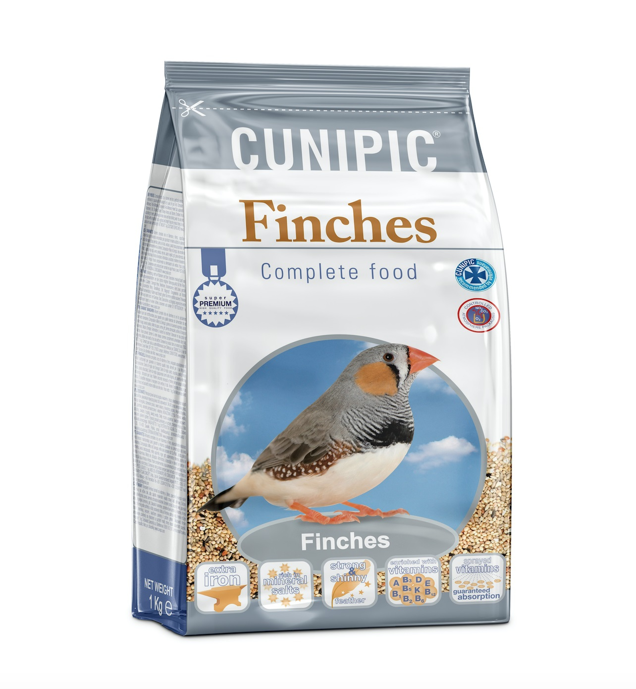 Cunipic Premium Finches Alleinfuttermittel für Diamant Mandarin Texte italien courant
