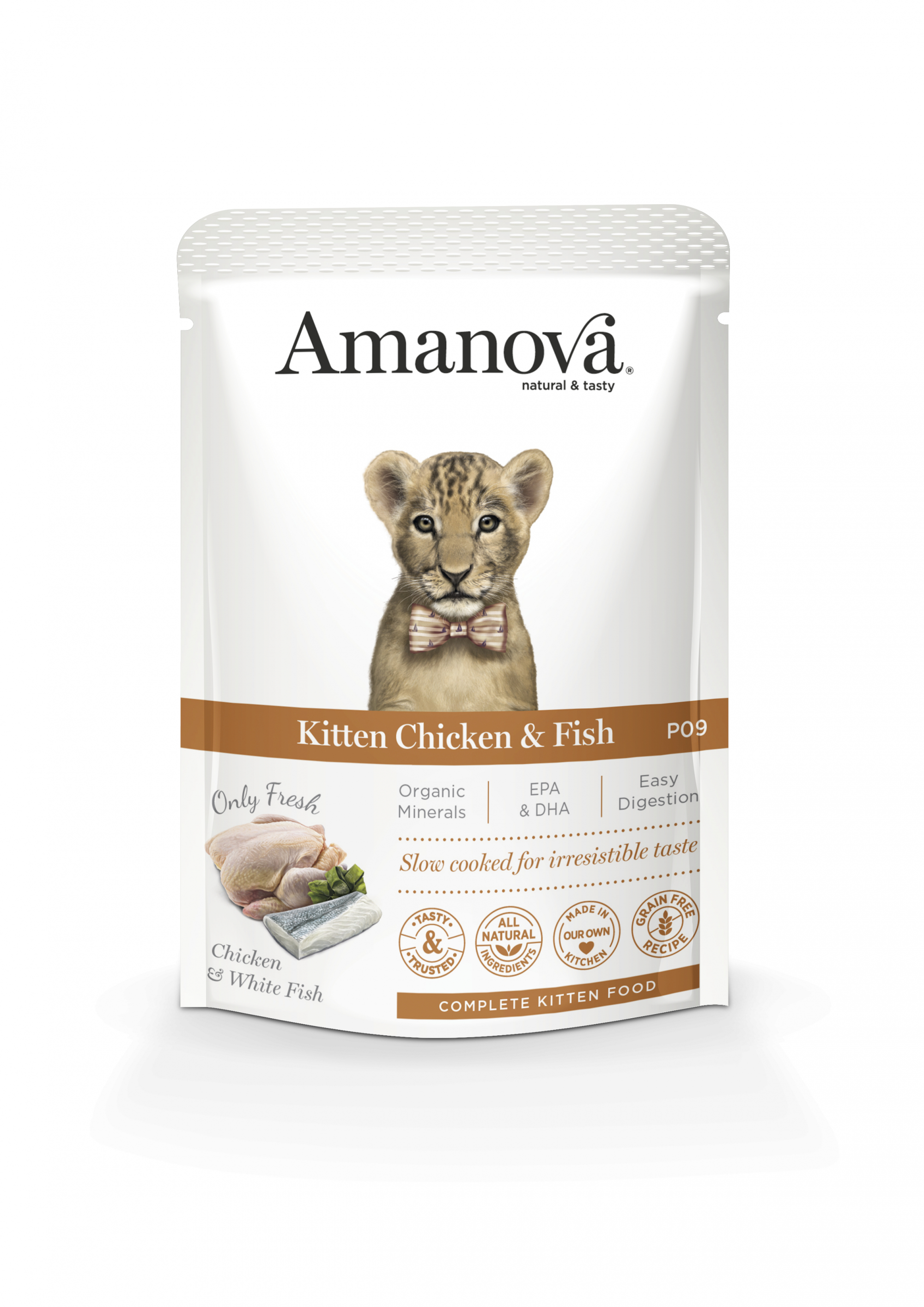 AMANOVA Nassfutter mit frischem Hühnchen getreidefrei für Kätzchen - 85g