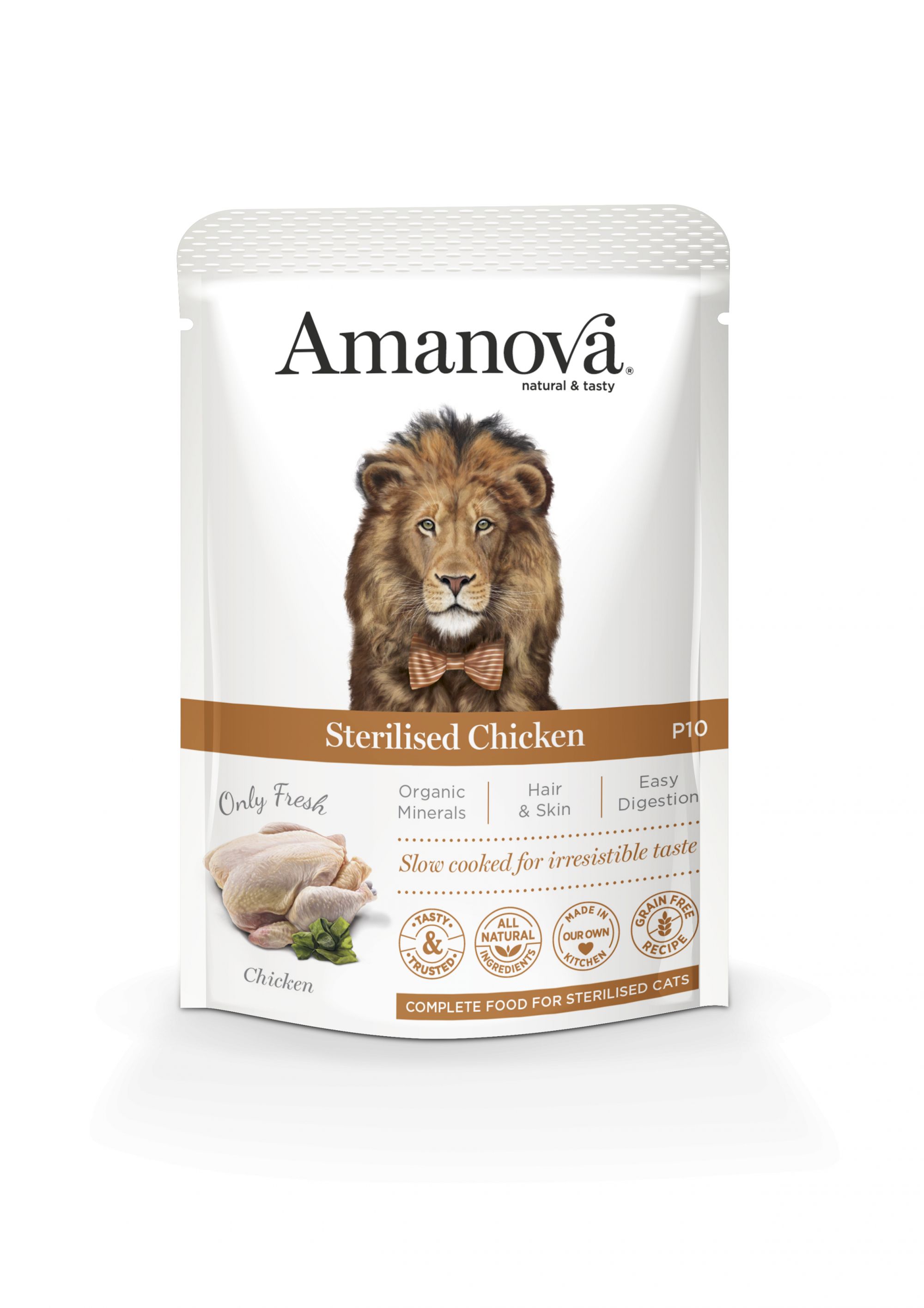 AMANOVA Pâtée naturelle à la viande fraiche pour chat stérilisé 85g - 3 saveurs disponibles