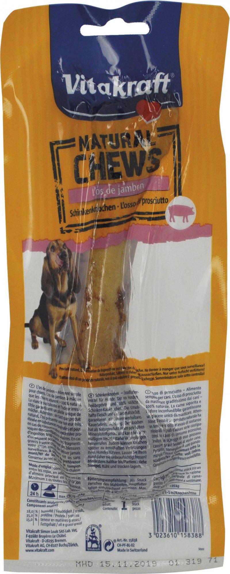 VITAKRAFT Natural Chew - Os de jambon cru à mâcher pour chien 