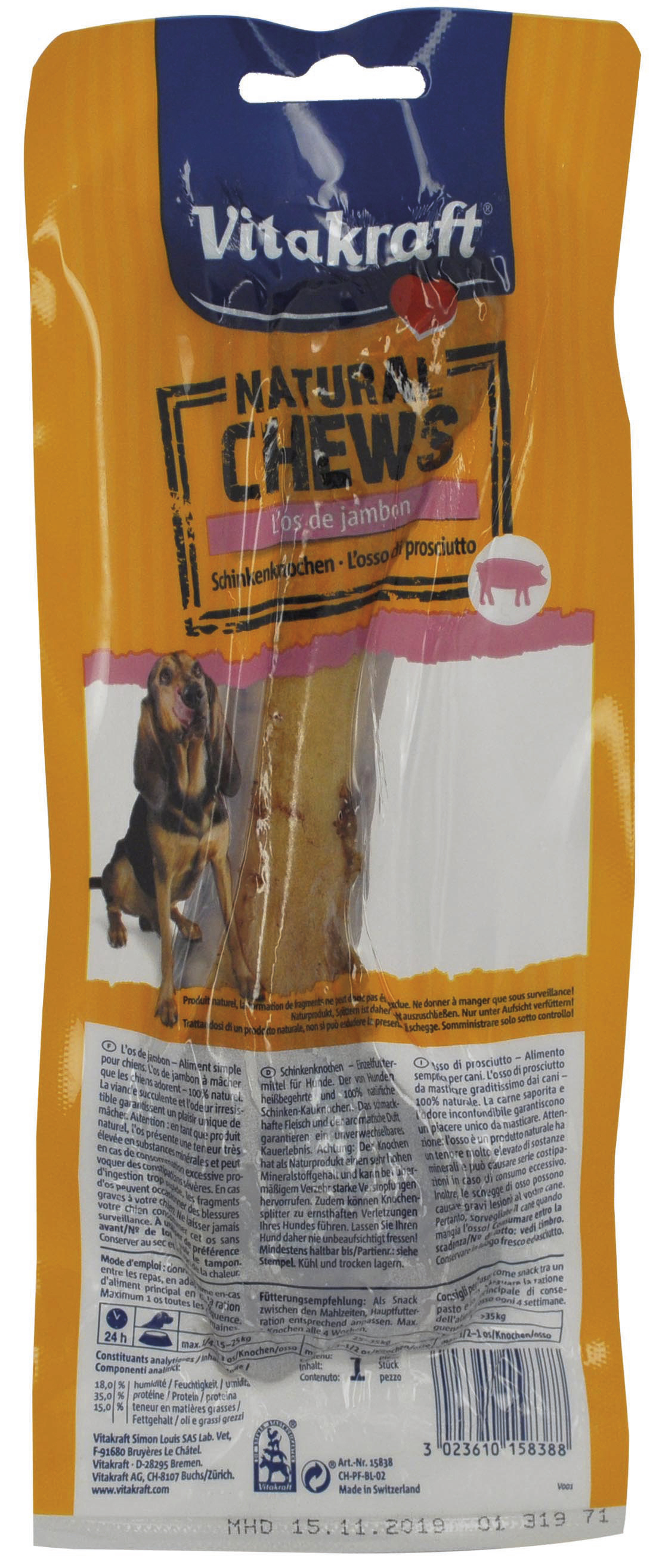 VITAKRAFT Natural Chew - Os de jambon cru à mâcher pour chien 