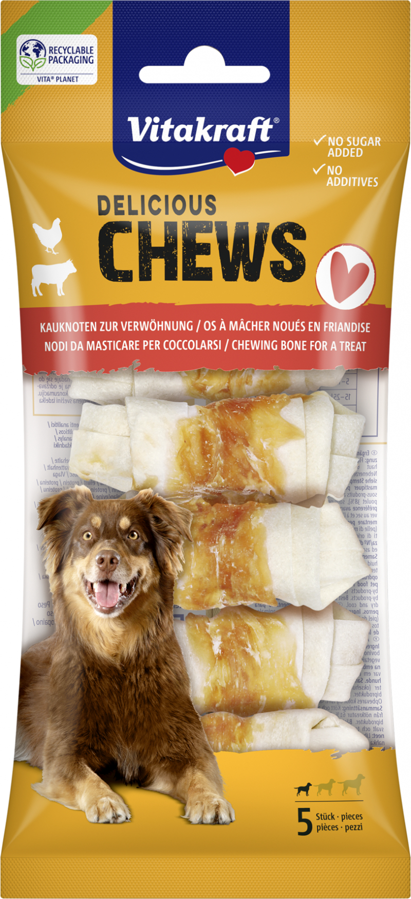 VITAKRAFT Chews Os à mâcher en peau de bœuf pour petit chien - 5 pièces