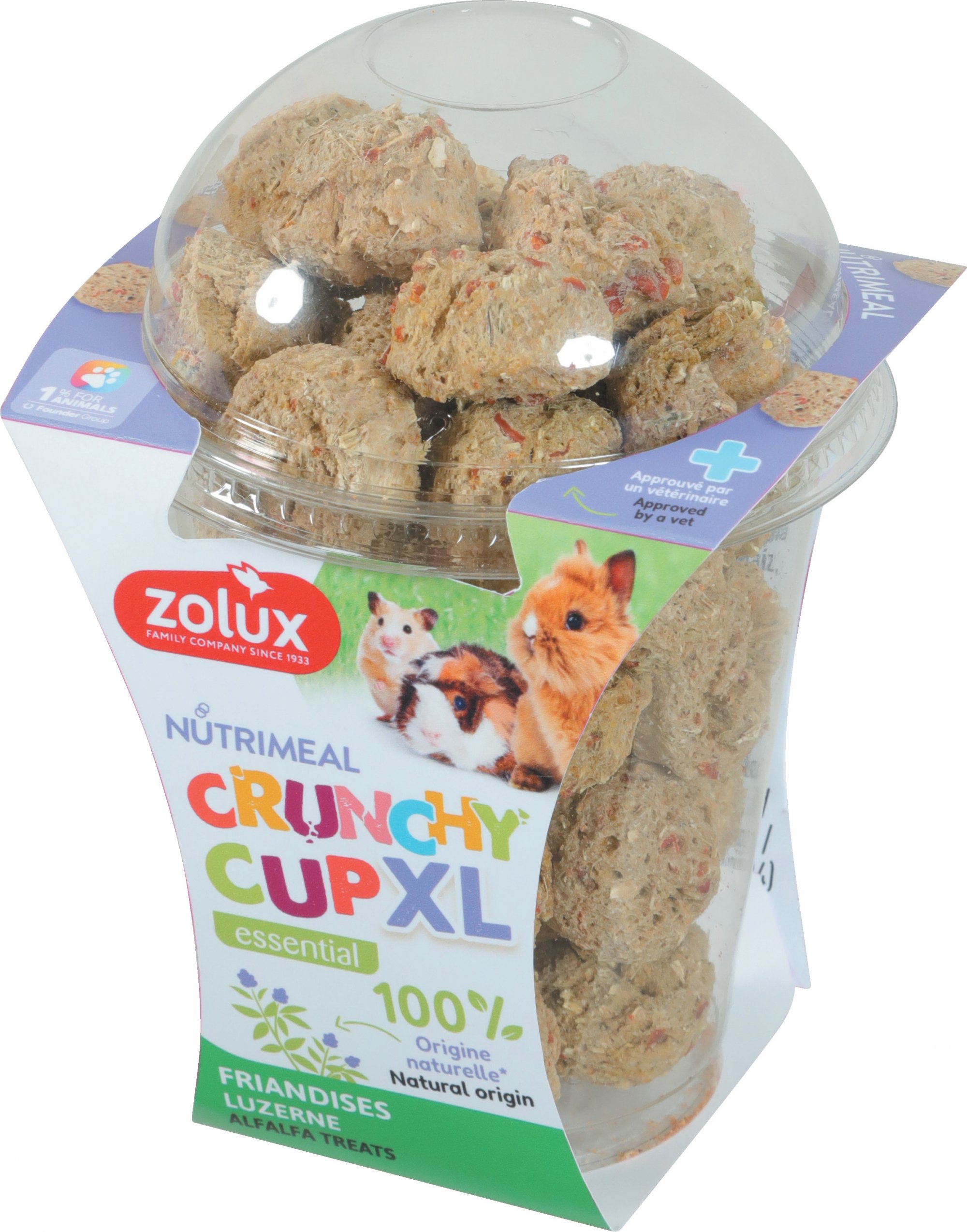  Friandises Zolux Nutrimeal Crunchy Cup XL nature pour petits rongeurs