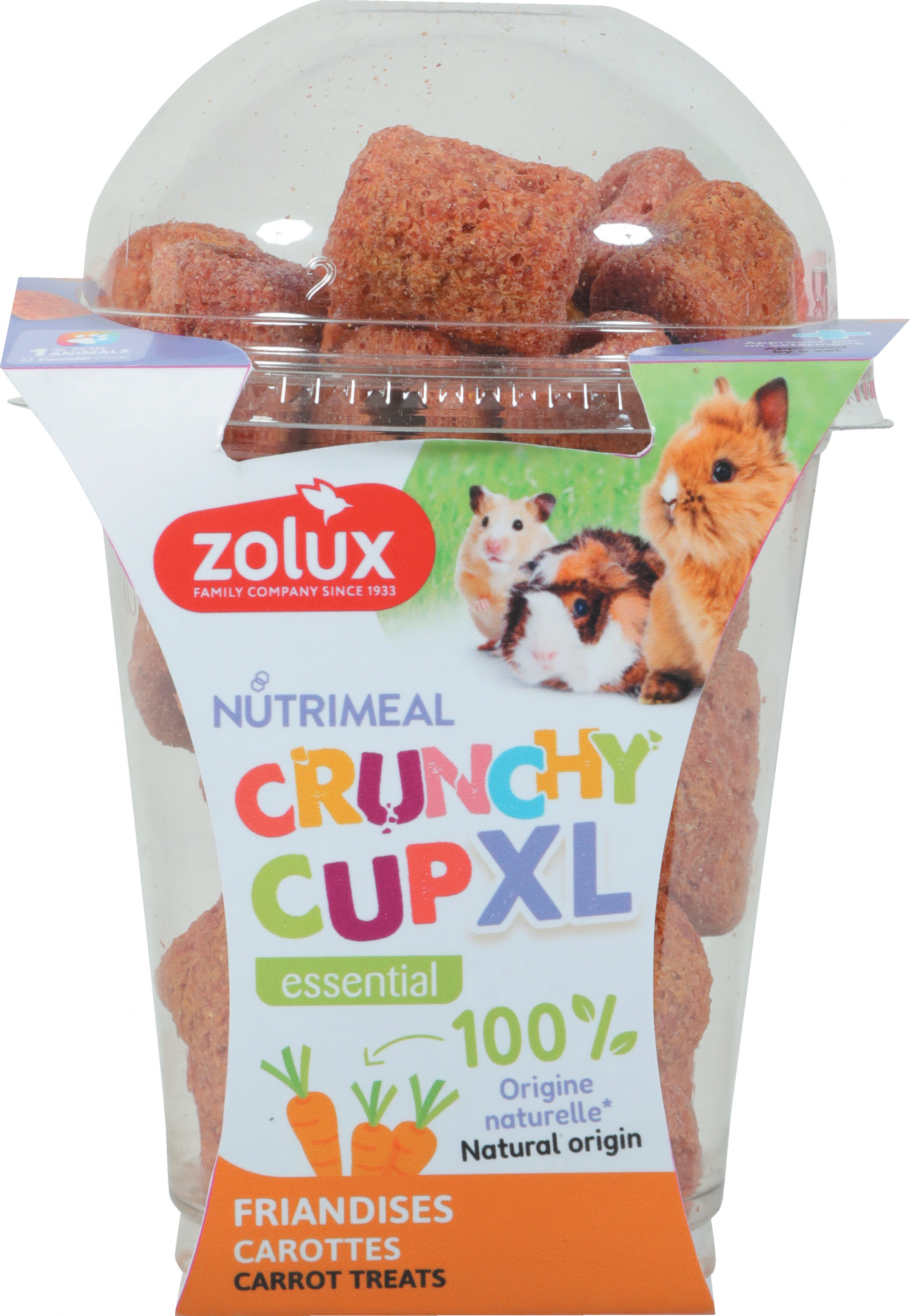 Zolux Nutrimeal Crunchy Cup XL Leckereien mit Karotte für kleine Nagetiere