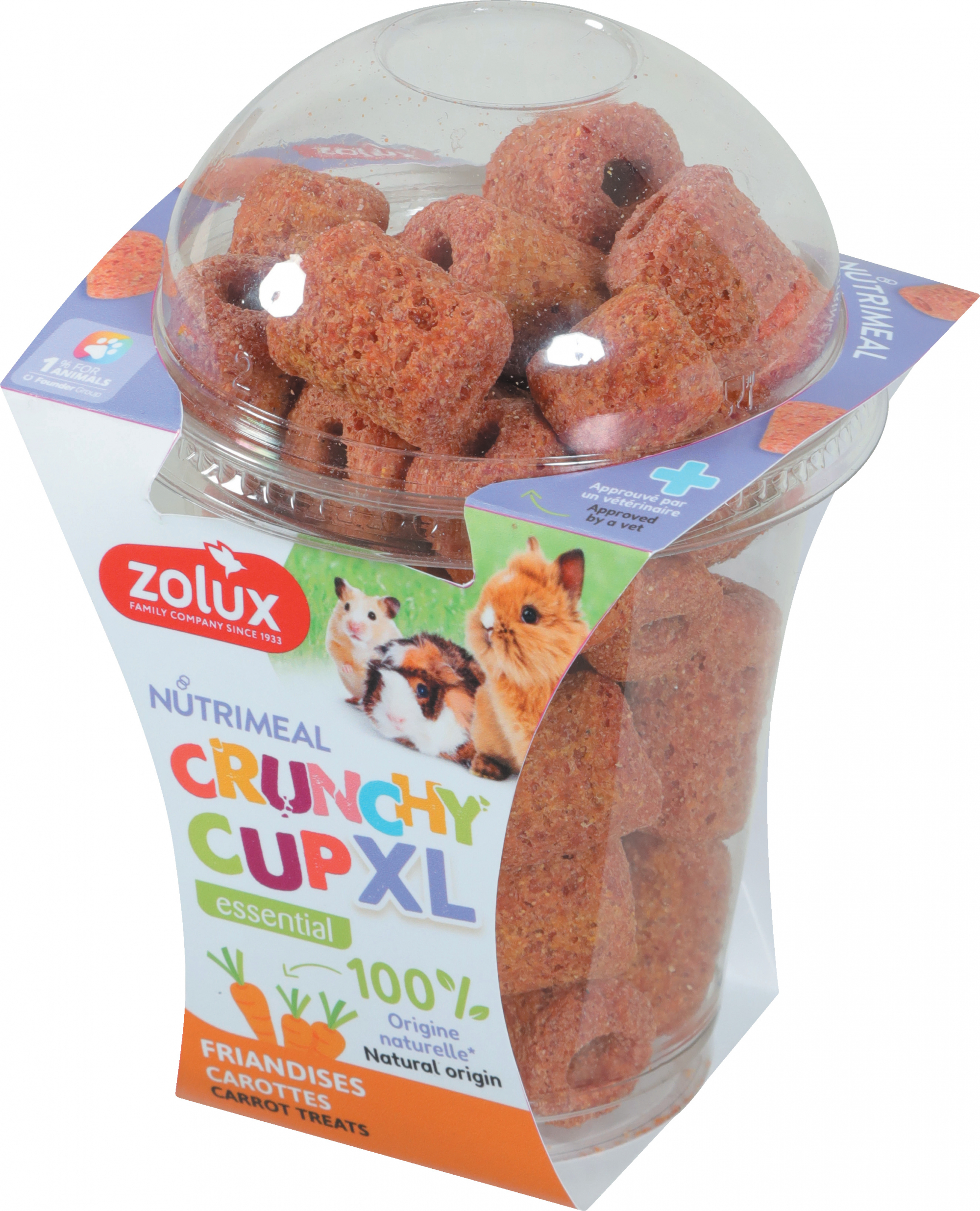 Zolux Nutrimeal Crunchy Cup XL Leckereien mit Karotte für kleine Nagetiere