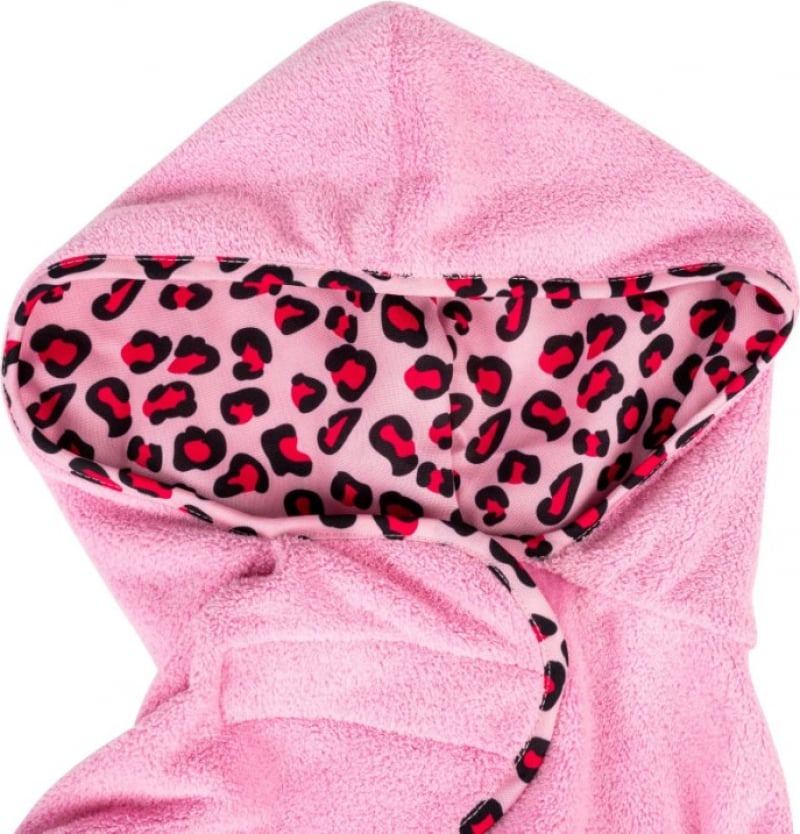 Bademantel für Hunde aus Mikrofaser Leopard Pink - 3 verfügbare Größen