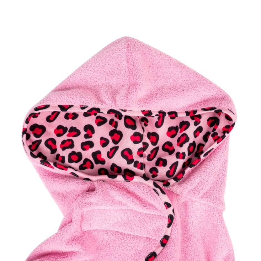 Bademantel für Hunde aus Mikrofaser Leopard Pink - 3 verfügbare Größen