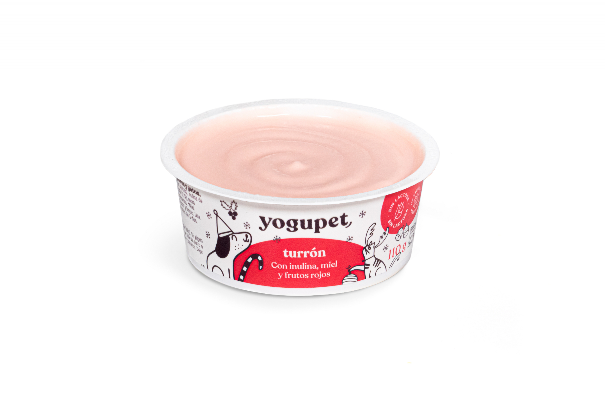 Yogupet Yaourt de Noël au nougat, miel, frambroises et mûres fruits rouges pour chien et chat