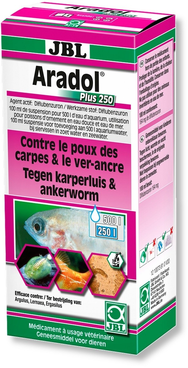 JBL Aradol Plus 250 Medicamento contra piojos y gusanos de ancla en peces de acuario