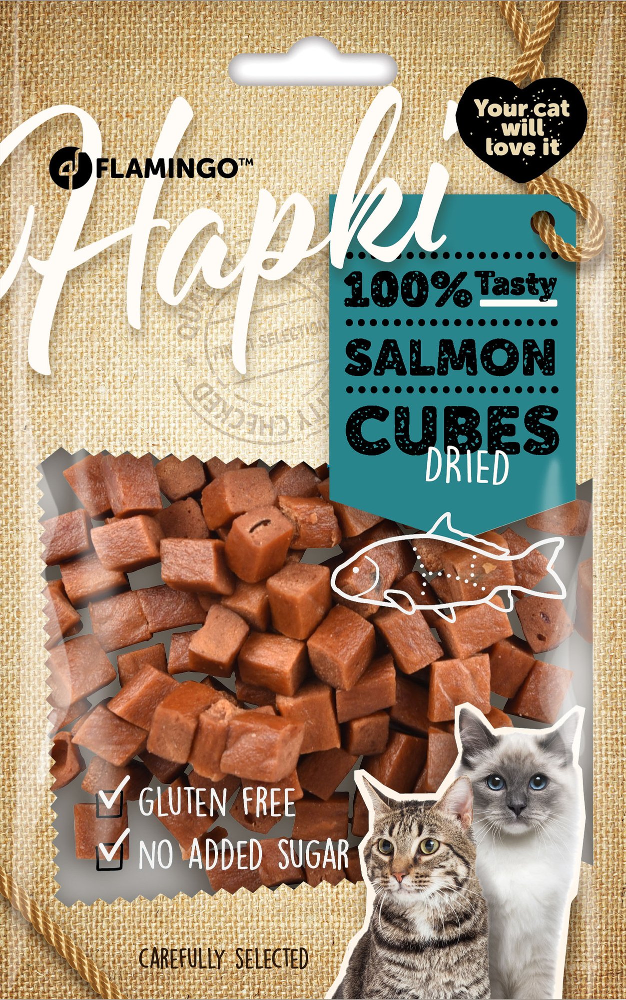 Friandise pour chat HAPKI Petits cubes au saumon