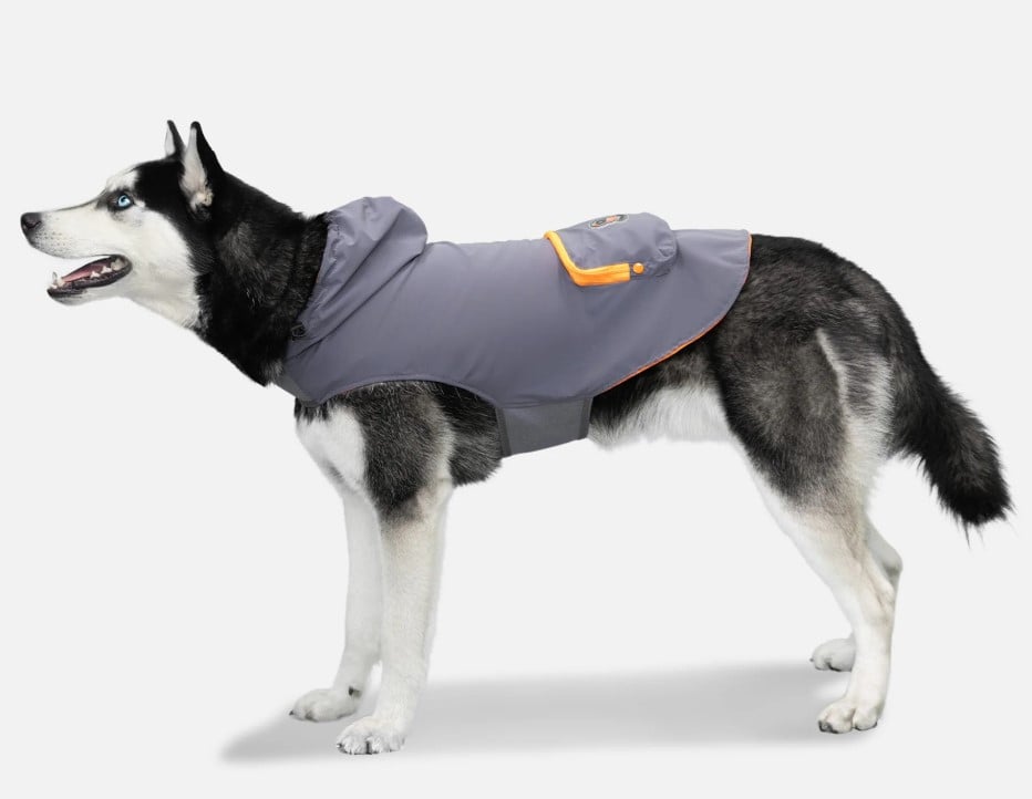 GOO-EEZ Poncho à capuche pour chien Charbon/Gris - Plusieurs tailles disponibles