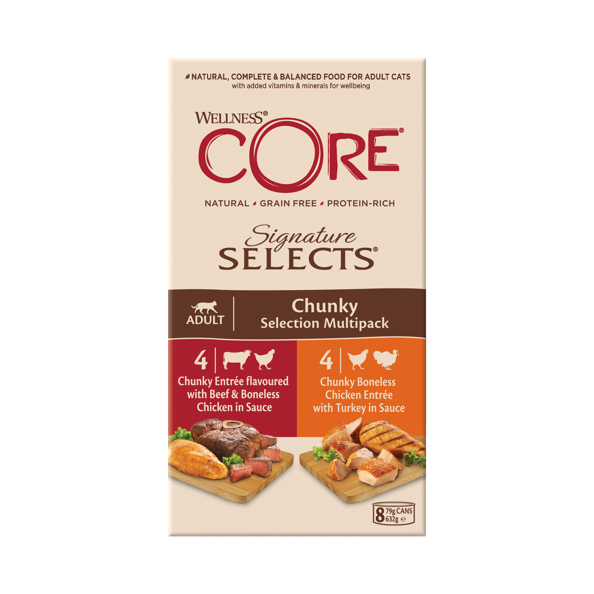 Wellness Core Pâtée Signature Selects pour chat - Mélange de Sélection Tendres Morceaux 8x79g 