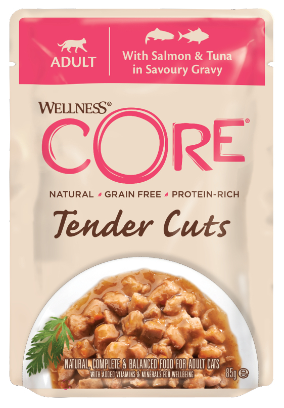 WELLNESS CORE Kaķiem Tender Cuts Mitrā barība-Tunzivs-0.085kg