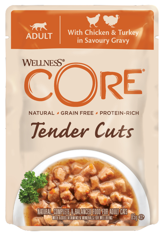 WELLNESS CORE Kaķiem Tender Cuts Mitrā barība-Tunzivs-0.085kg