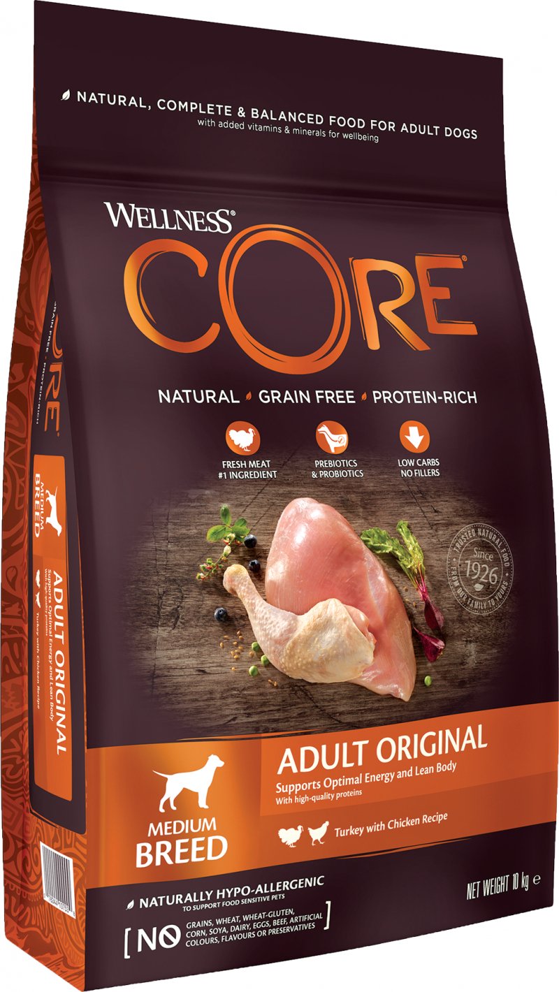 WELLNESS CORE Original croquettes à la dinde et au poulet pour chien adulte de taille moyenne