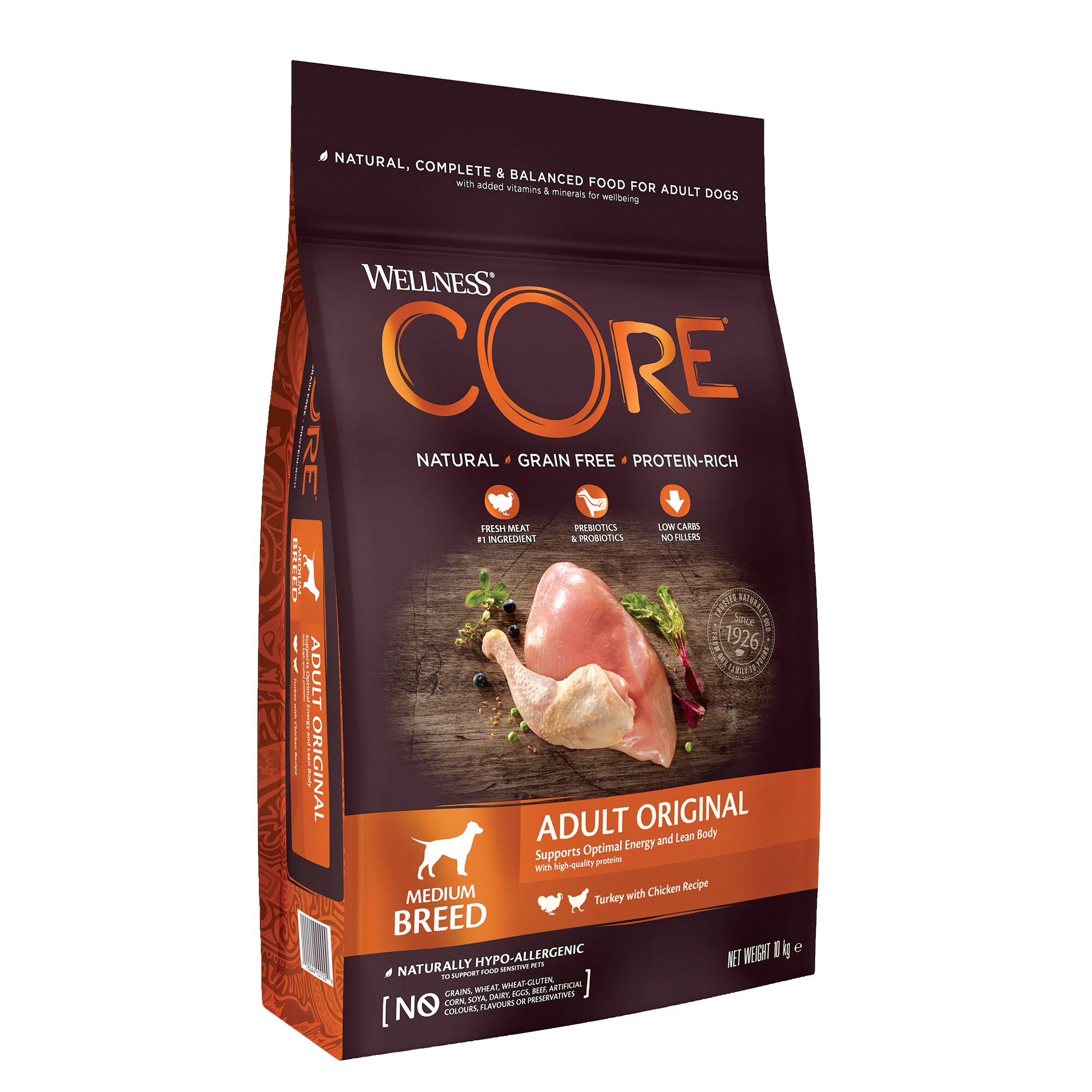 WELLNESS CORE Original croquettes à la dinde et au poulet pour chien adulte de taille moyenne