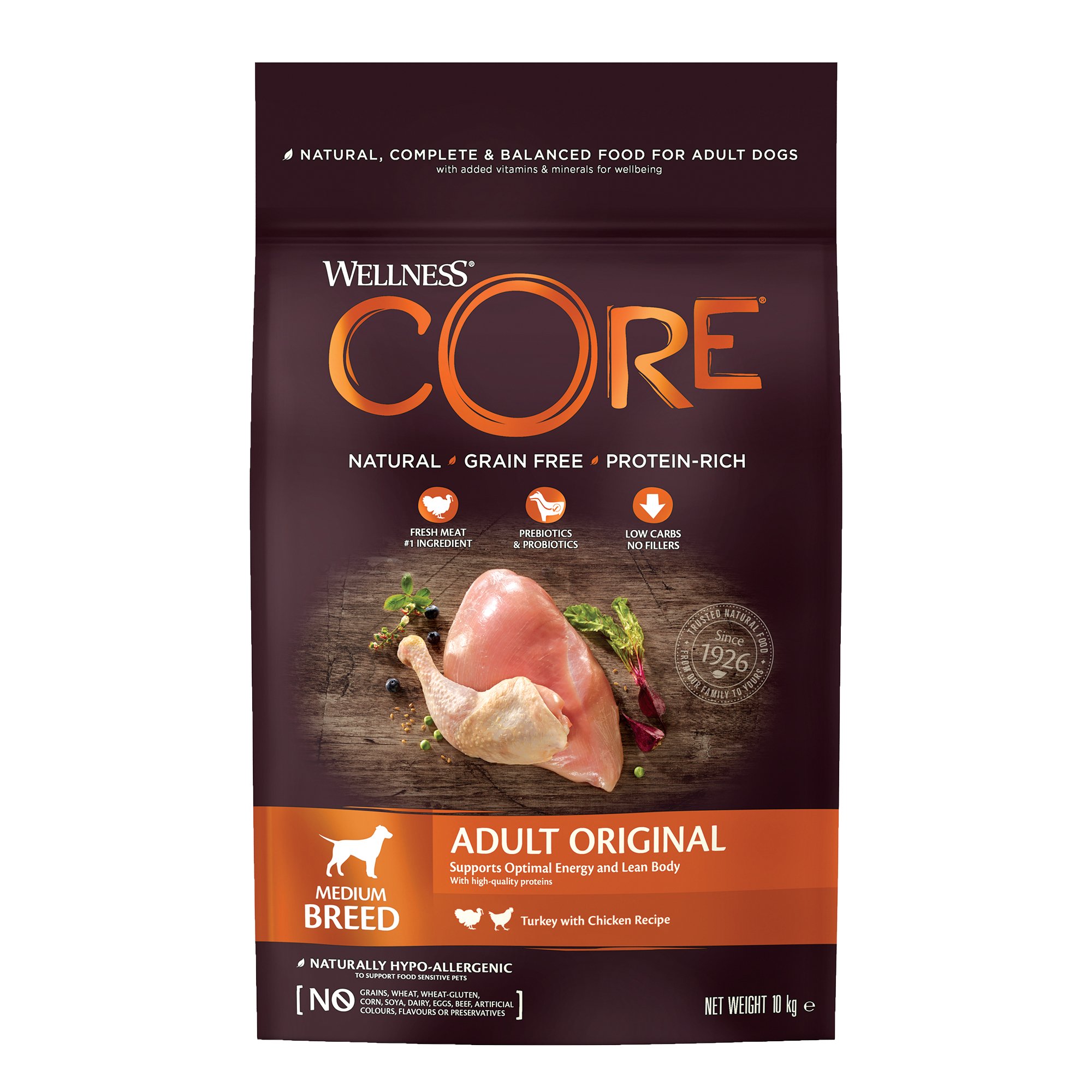 WELLNESS CORE Original croquettes à la dinde et au poulet pour chien adulte de taille moyenne