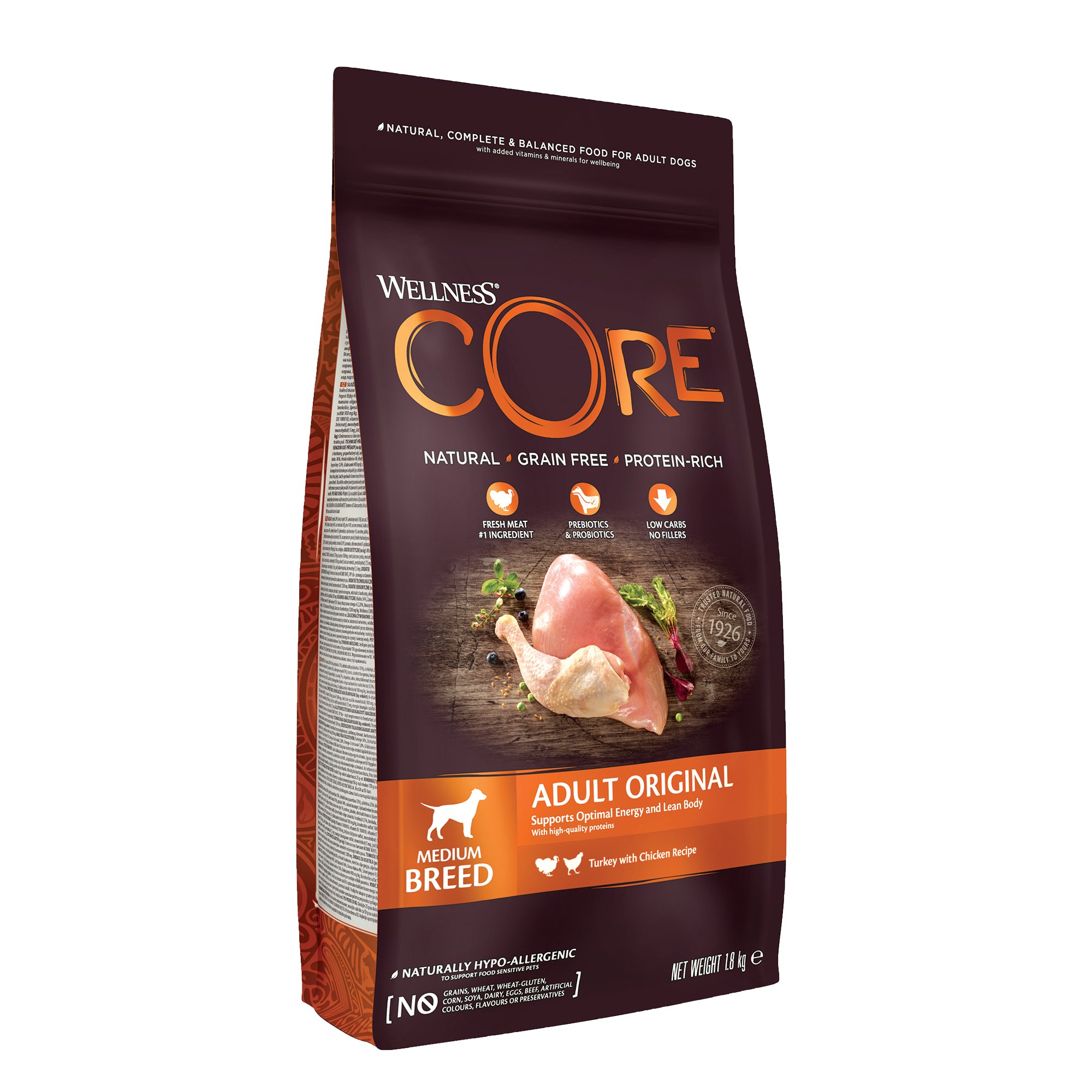 WELLNESS CORE Original croquettes à la dinde et au poulet pour chien adulte de taille moyenne