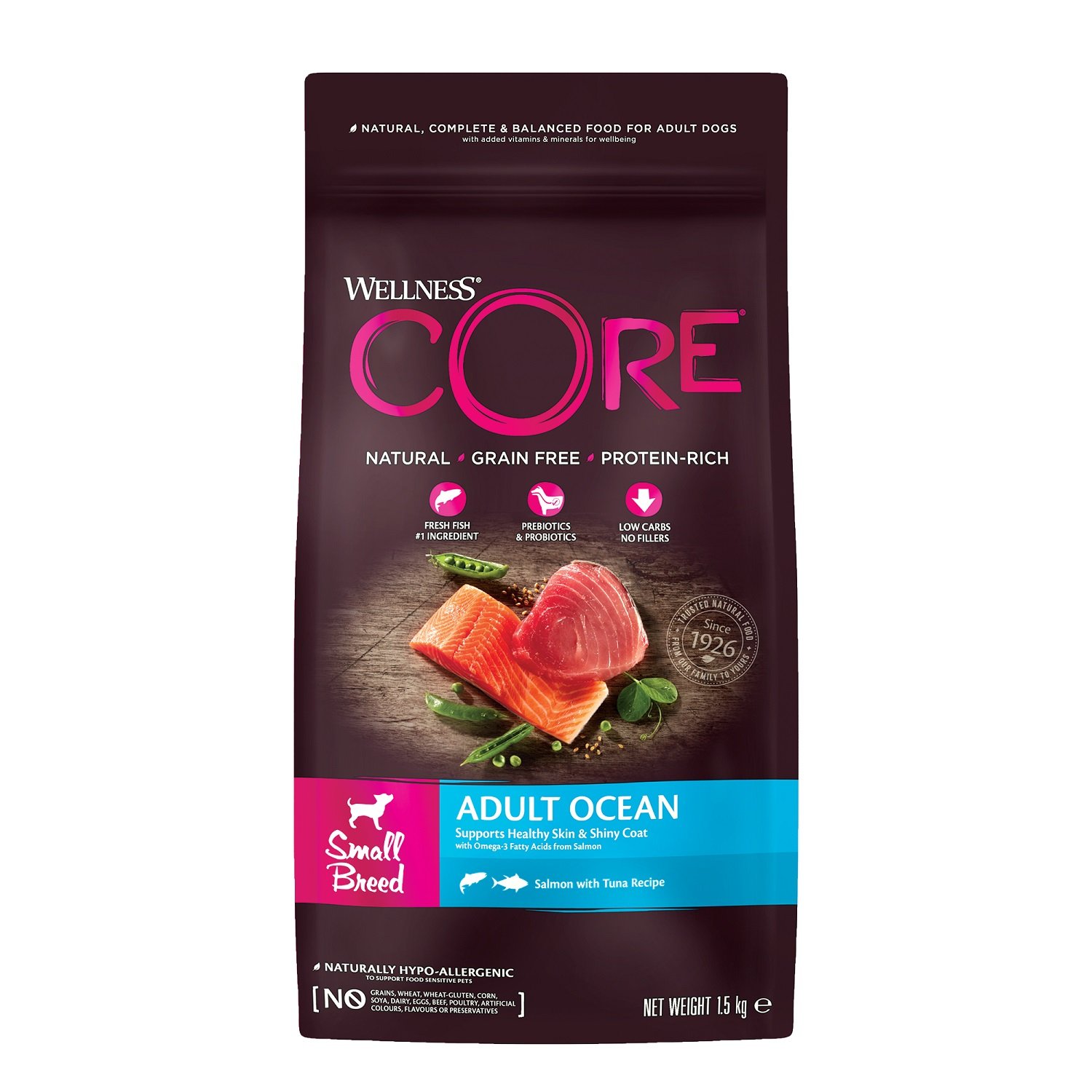 WELLNESS CORE Croquettes Océan saumon et thon pour chien de petite race