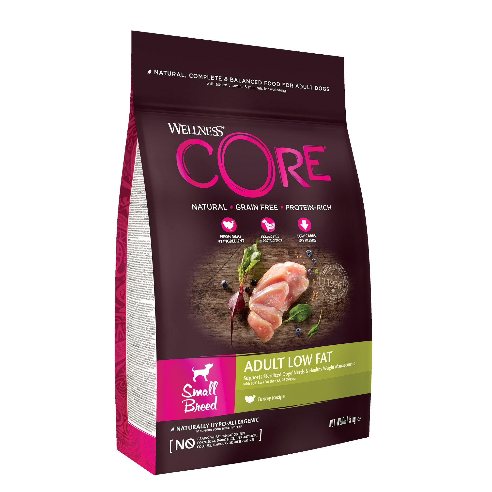 WELLNESS CORE Croquettes Light à la Dinde pour Chien de petite taille