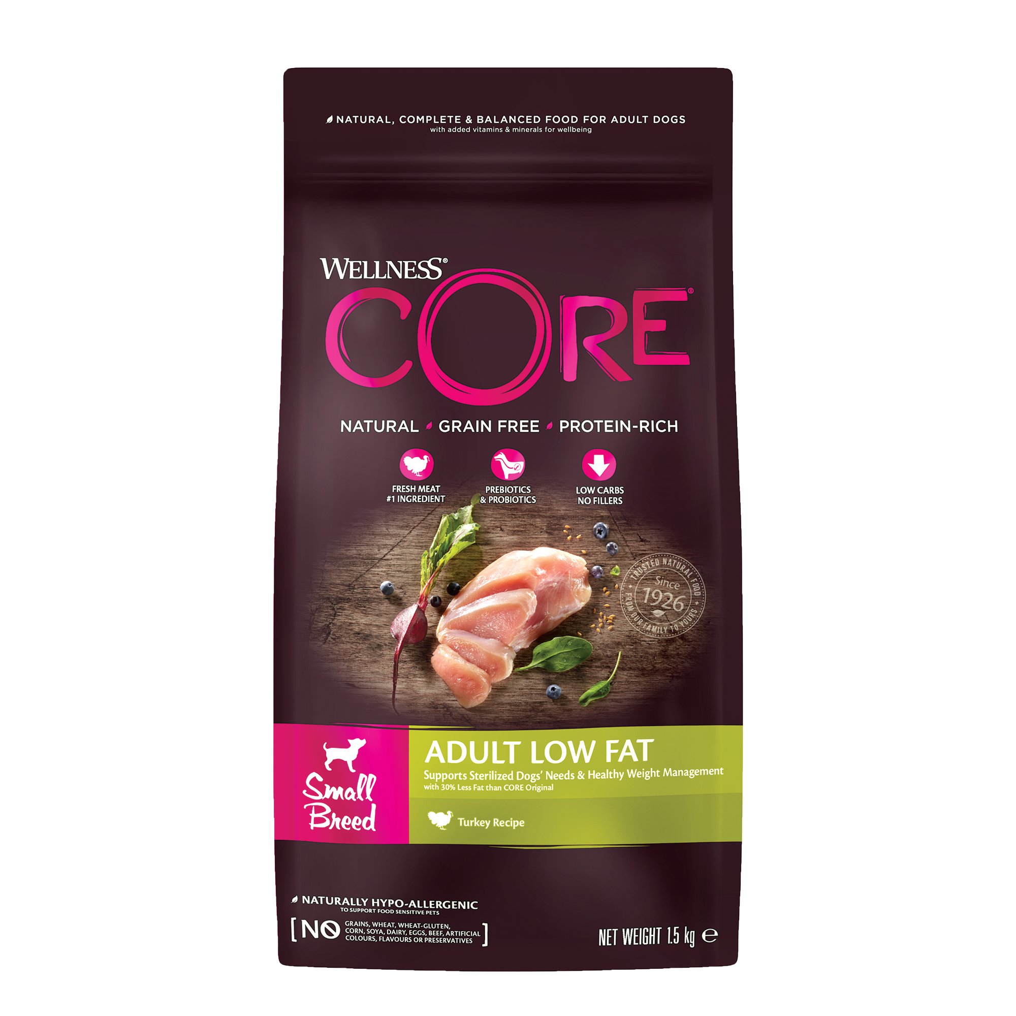 WELLNESS CORE Croquettes Light à la Dinde pour Chien de petite taille