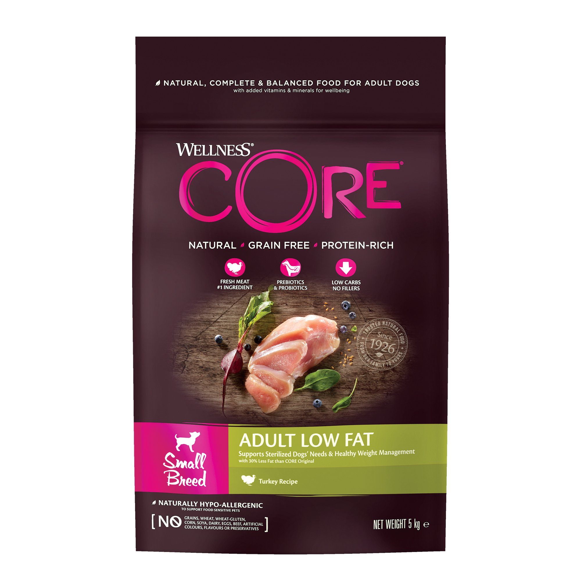 WELLNESS CORE Croquettes Light à la Dinde pour Chien de petite taille