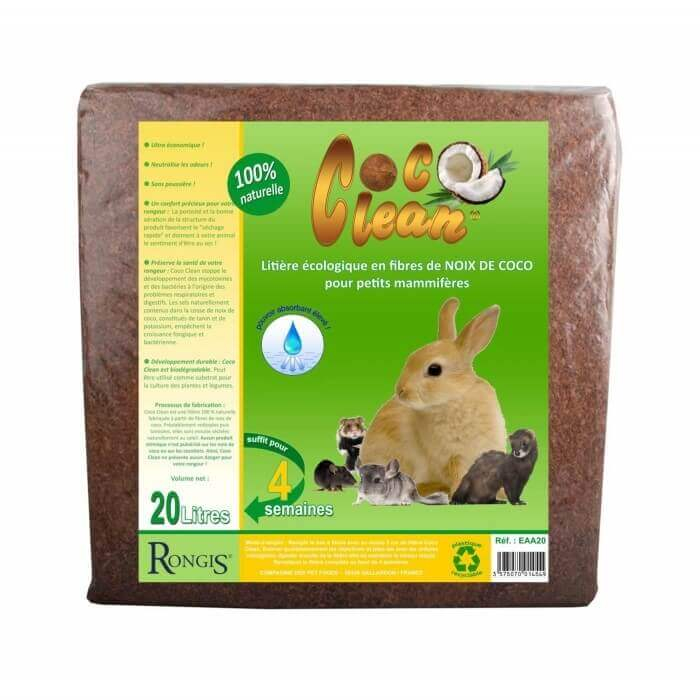 Areia vegetal para pequenos mamíferos COCO CLEAN 20 litros - Areia vegetal para roedores