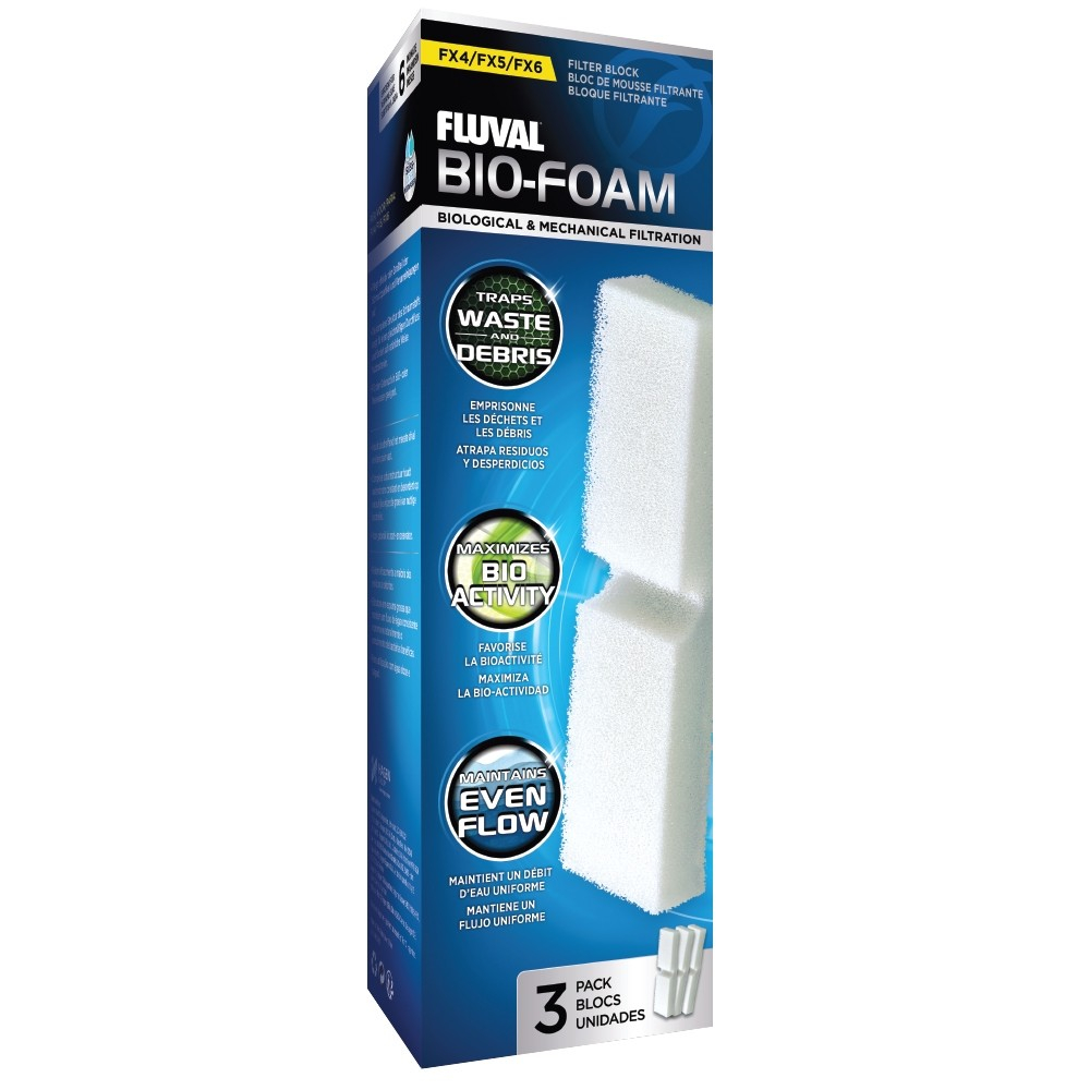 Fluval Bio-Foam Mousse de préfiltration pour FX4, FX5 et FX6 Fluval, paquet de 3